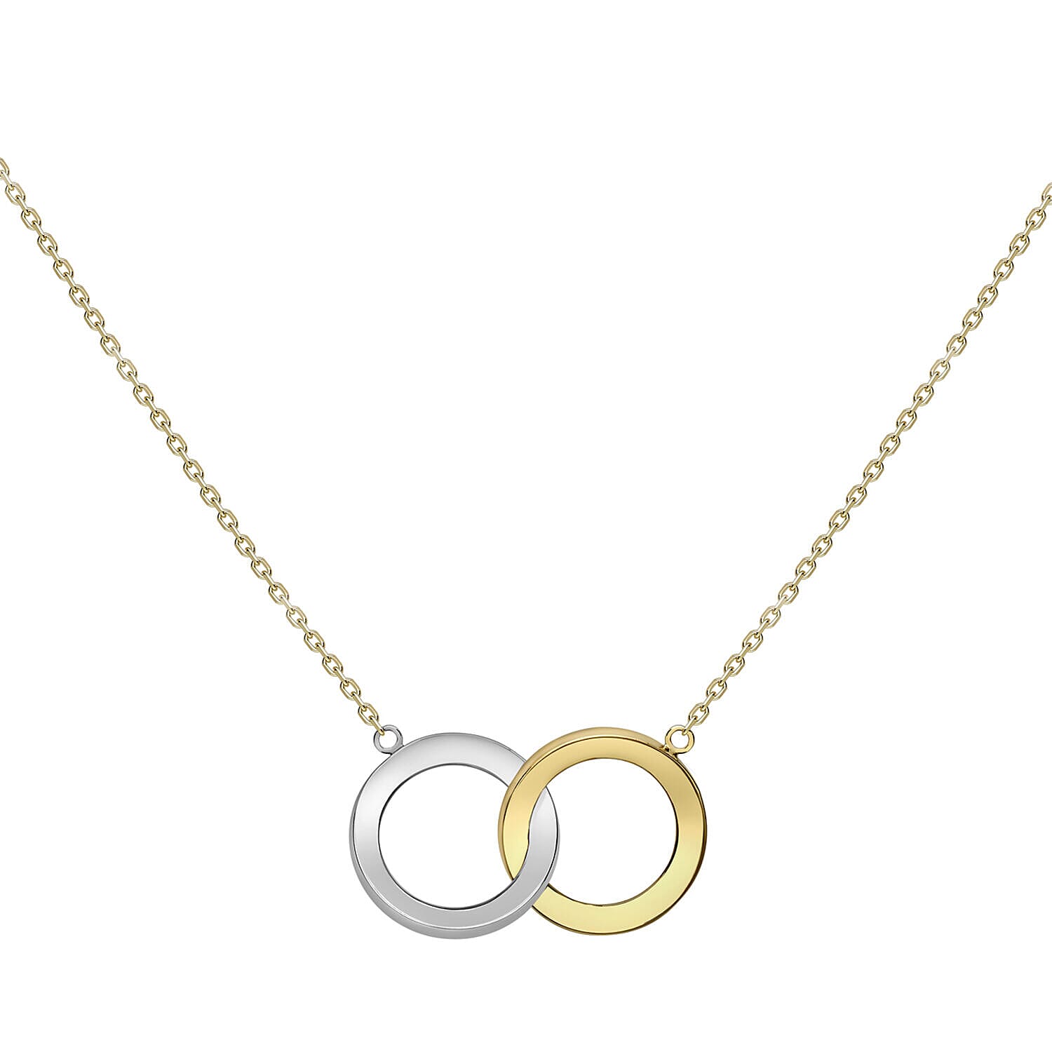 9K Two Colour Gold 14mm Linked Bevelled Rings Necklace 18 Inch 7343587 1