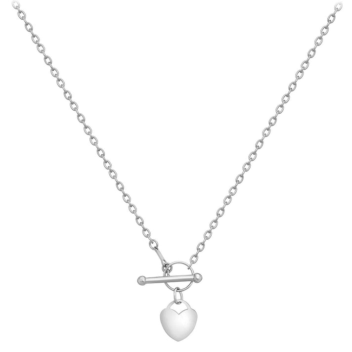 9K White Gold 11.8mm x 13.2mm Mini Heart Charm T Bar Necklace 18 Inch 7343674 2