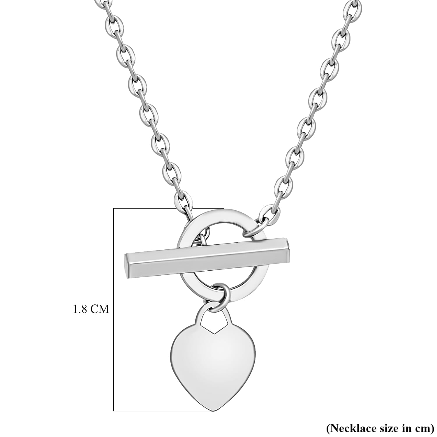 9K White Gold 13.4mm x 17.2mm Heart Charm T Bar Chain Necklace 18 Inch 7343602 3