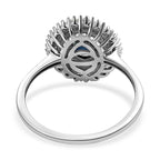 9K White Gold Ocean Teal Sapphire and Diamond Ring 1.22 Ct.
