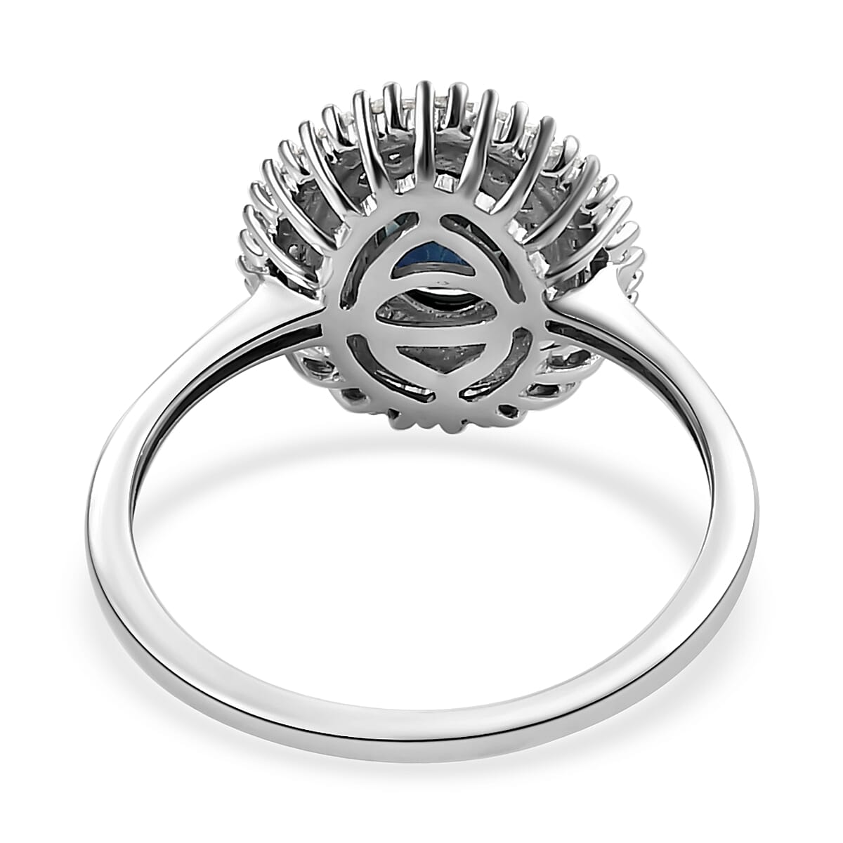 9K White Gold Ocean Blue Sapphire Halo Ring with Diamond 1.22 Ct. 8931692 5