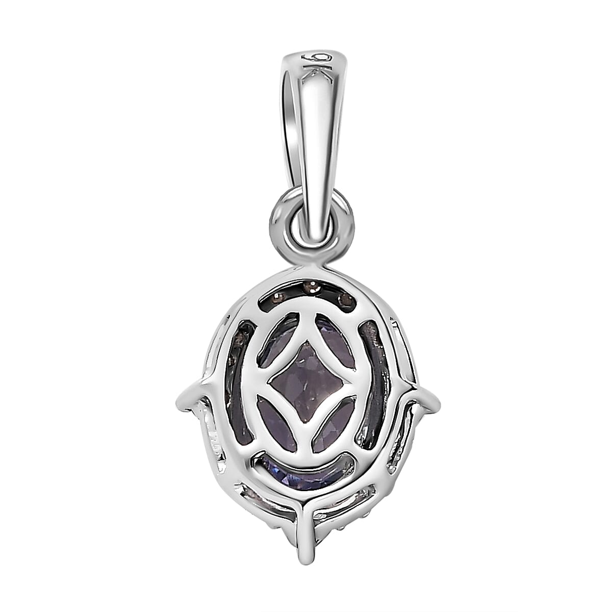 9K White Gold Peacock Tanzanite and Moissanite Halo Pendant 1.40 Ct. 7623879 4