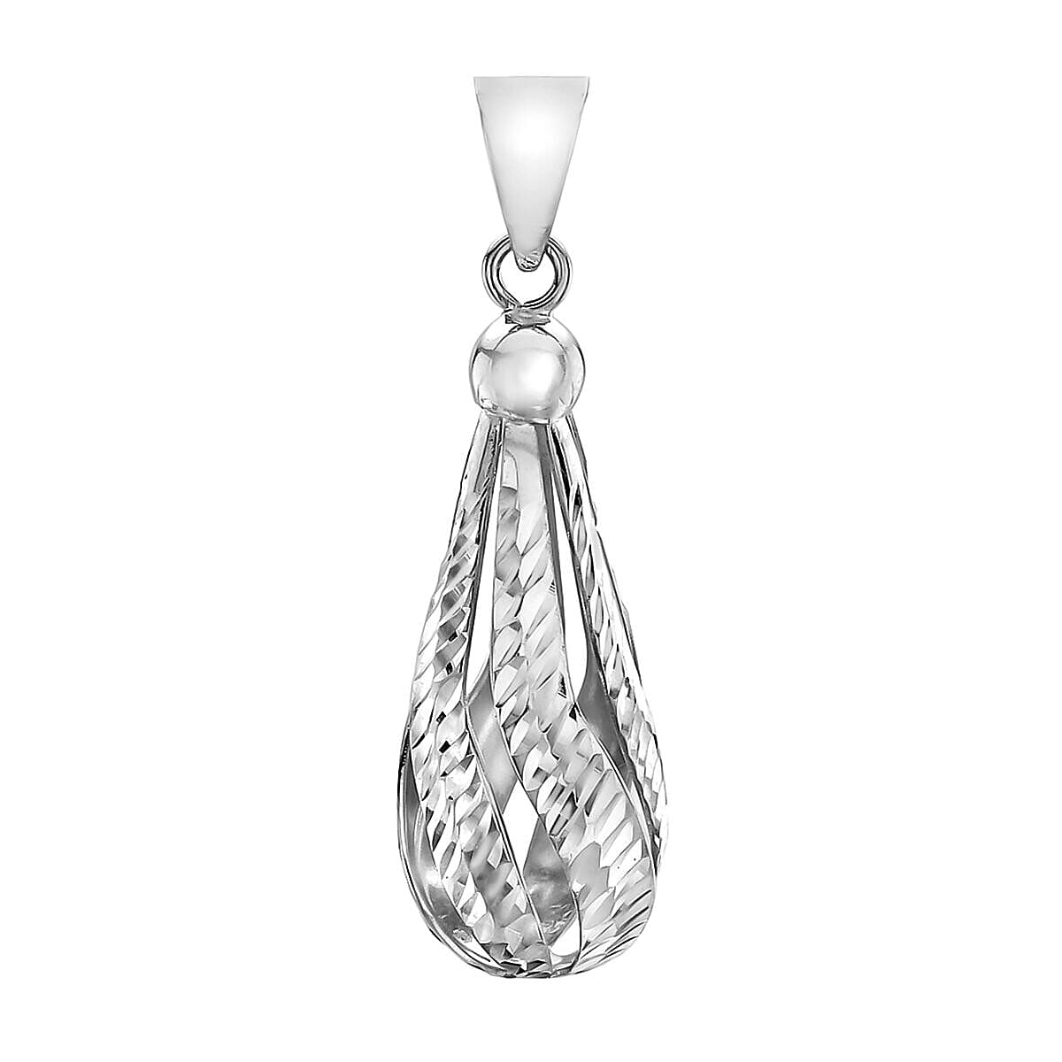 9K White Gold 8mm x 20mm Diamond Cut Teardrop Pendant 7343912 0