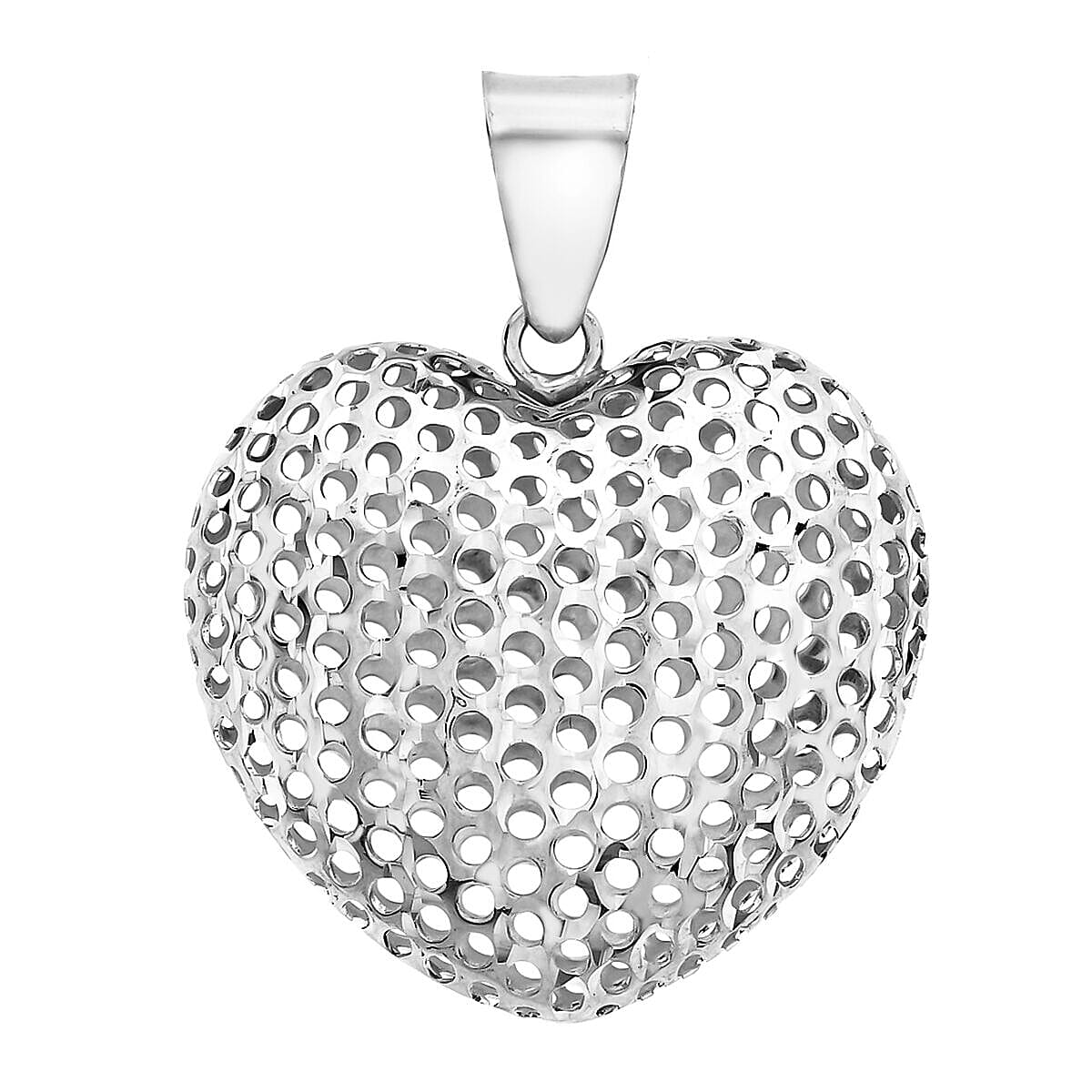 9K White Gold 20mm x 20mm Mesh Heart 20mm x 25.5mm Pendant 7344156 0