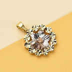 Vicenza Closeout - 9K White, Rose & Yellow Gold Floral Pendant