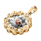 Vicenza Closeout - 9K White, Rose & Yellow Gold Floral Pendant