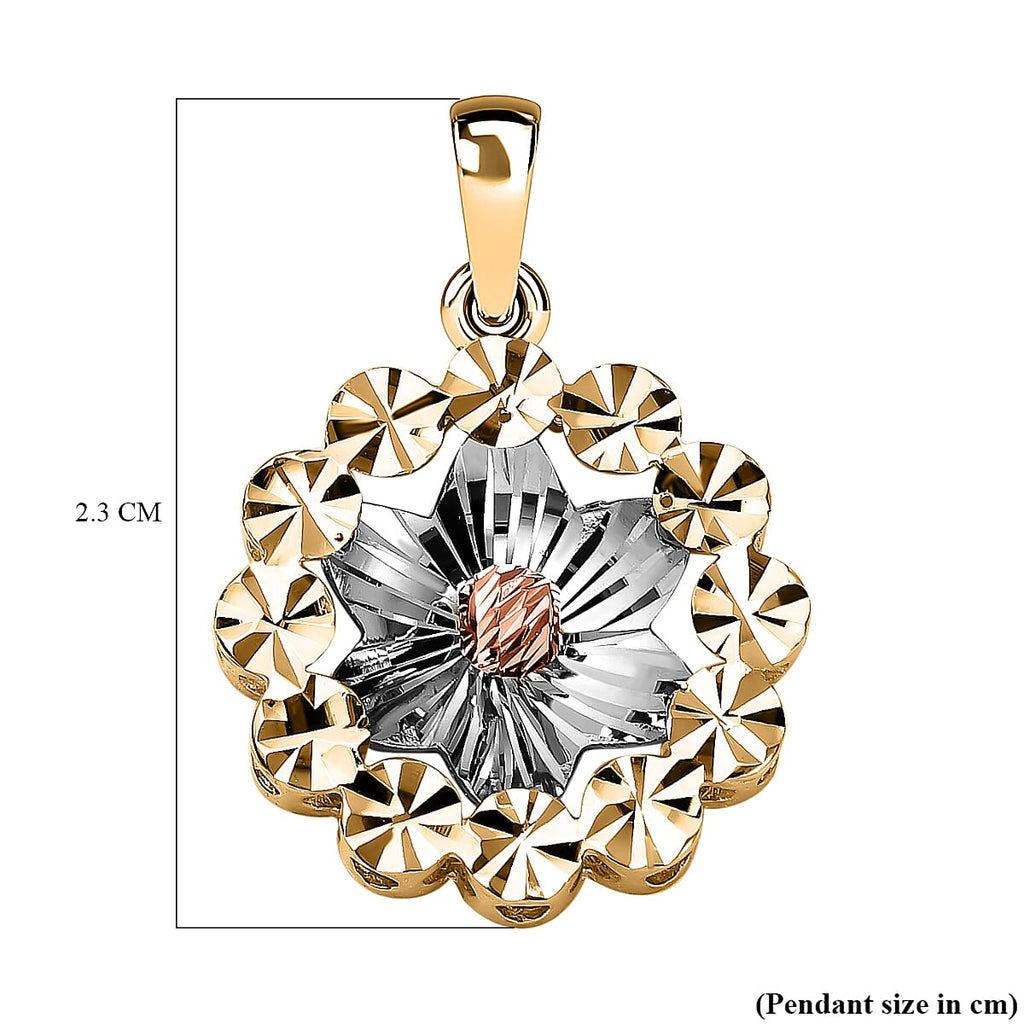 Vicenza Closeout - 9K White, Rose & Yellow Gold Floral Pendant