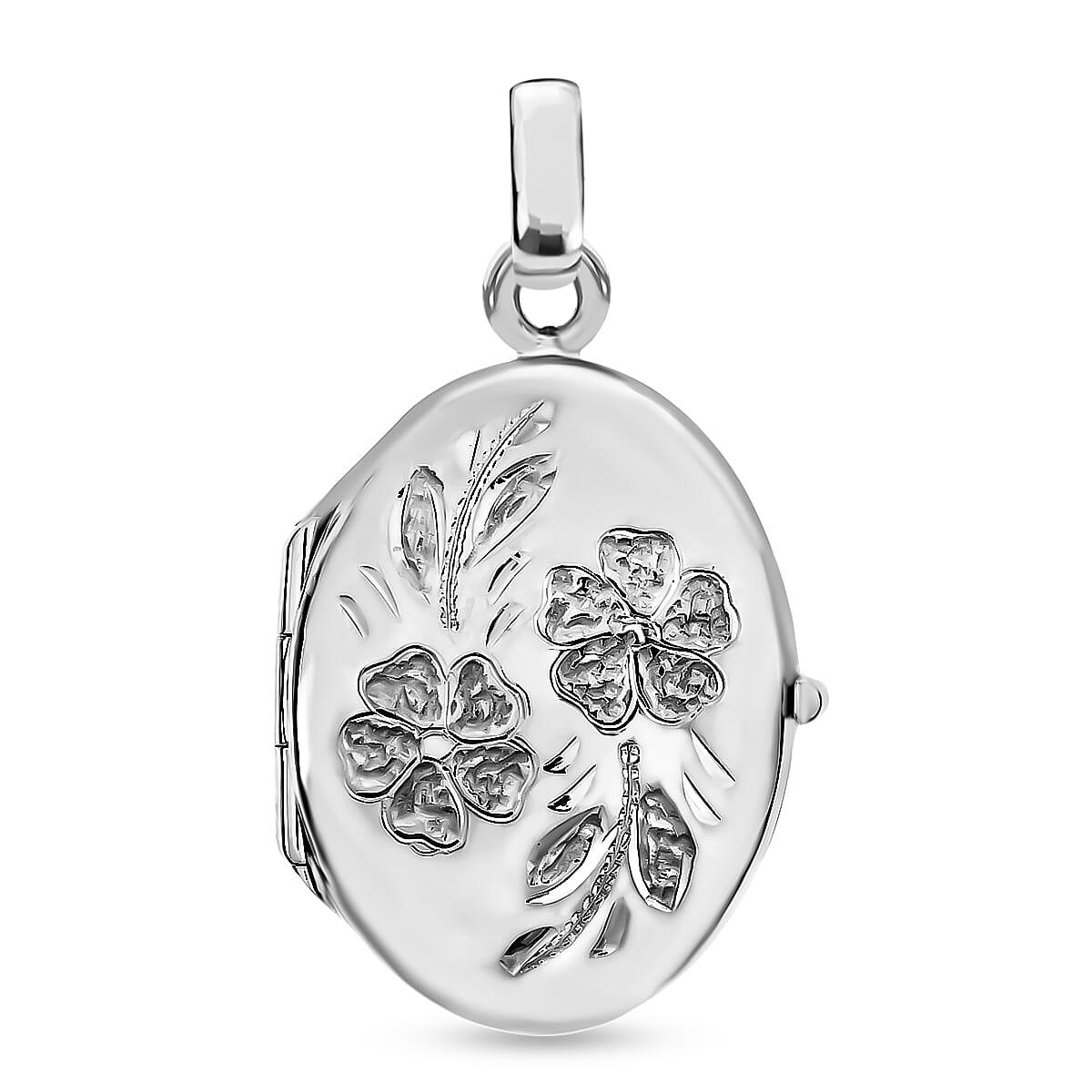 9K White Gold 17mm x 24mm Daisy Detail Oval Locket 7343914 0