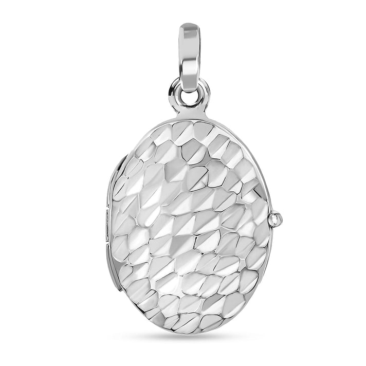 9K White Gold 16mm x 24mm Hammered Oval Locket 7343915 1