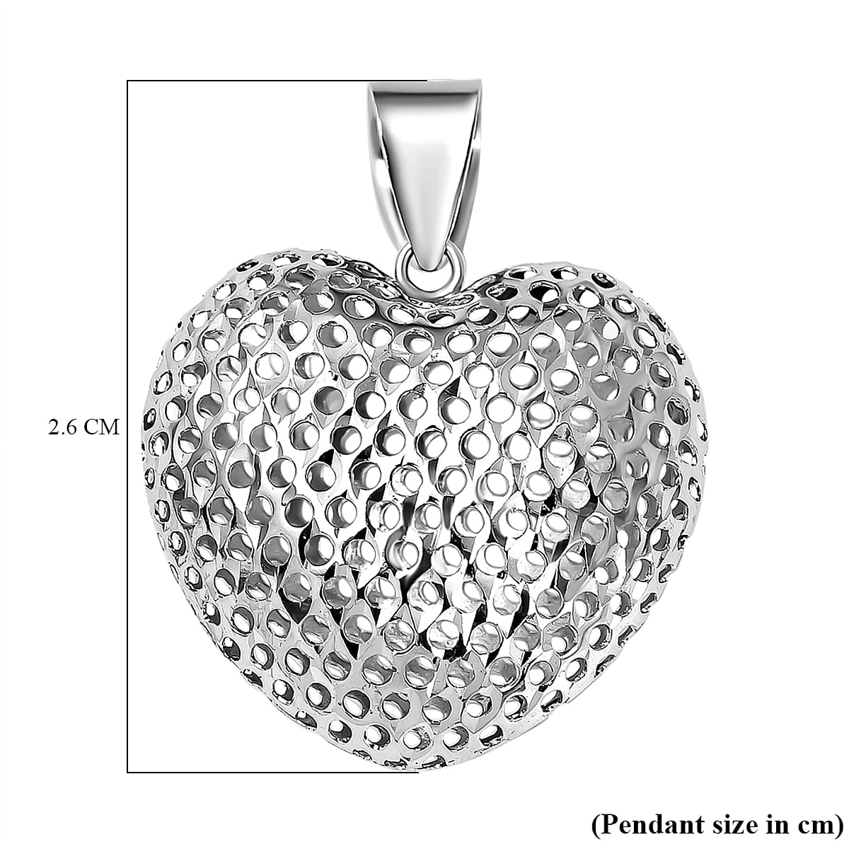 9K White Gold Puff Mesh Heart Pendant 7607546 3