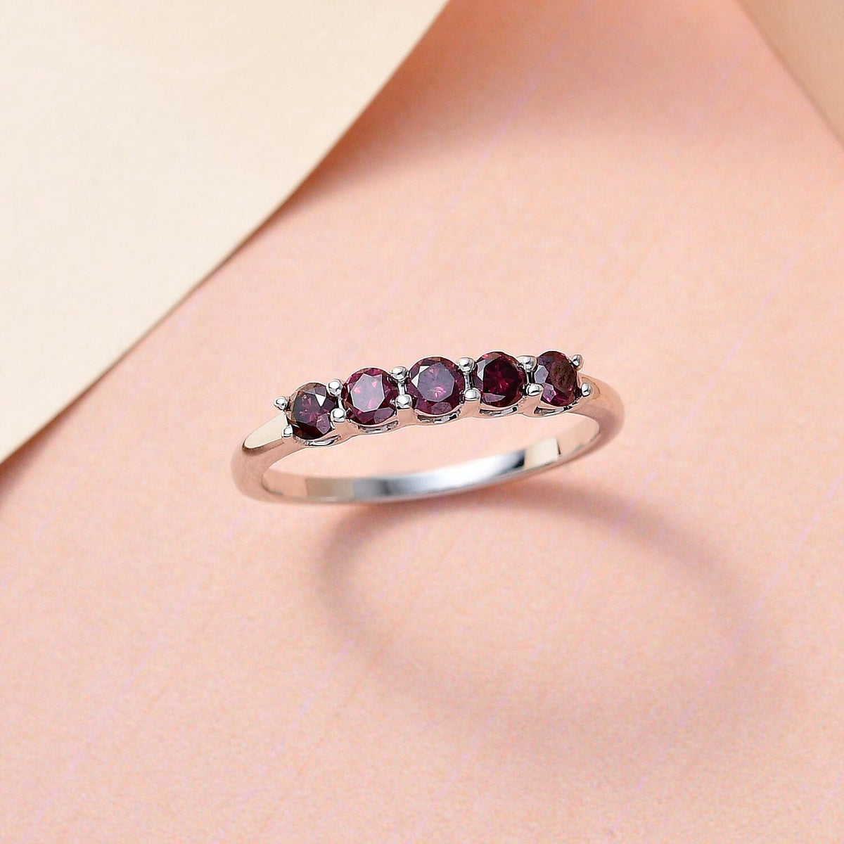 Close Out- 9K White Gold Purple Diamond 5 Stone Ring 0.50 Ct. 7072823 3