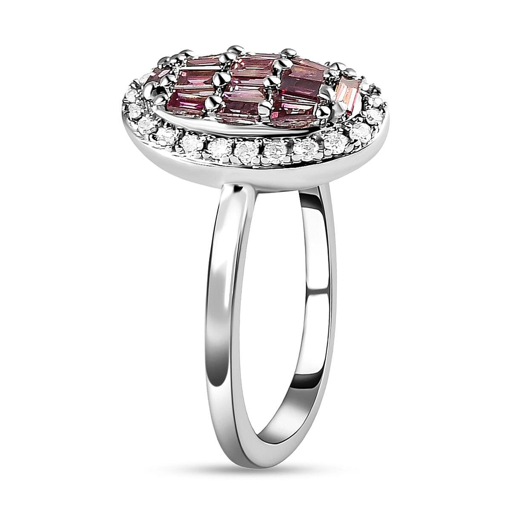 9K White Gold Purple Diamond and White Diamond Ring 0.34 Ct.