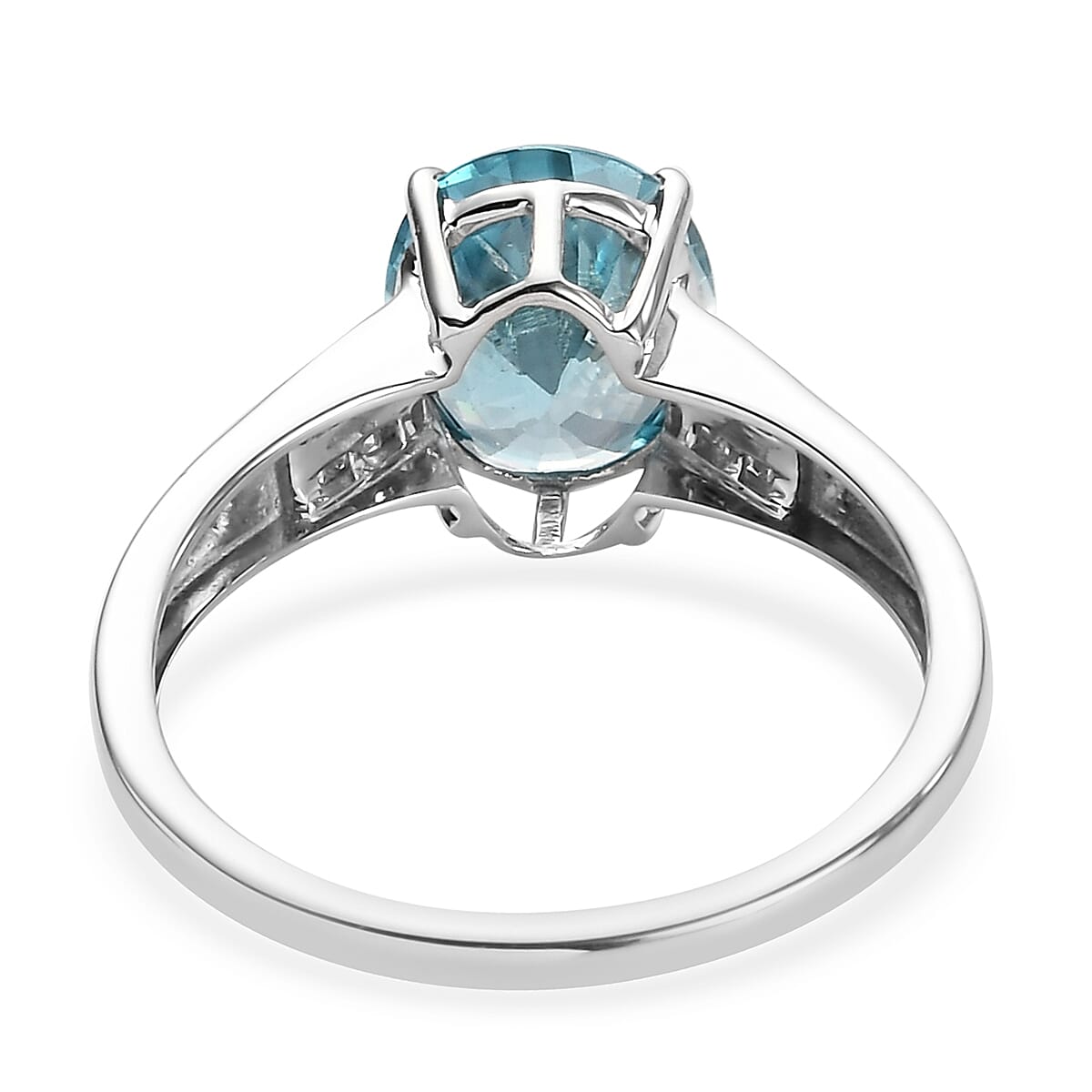 9K White Gold Ratanakiri Blue Zircon and Diamond Ring 4.19 Ct. 7887333 4