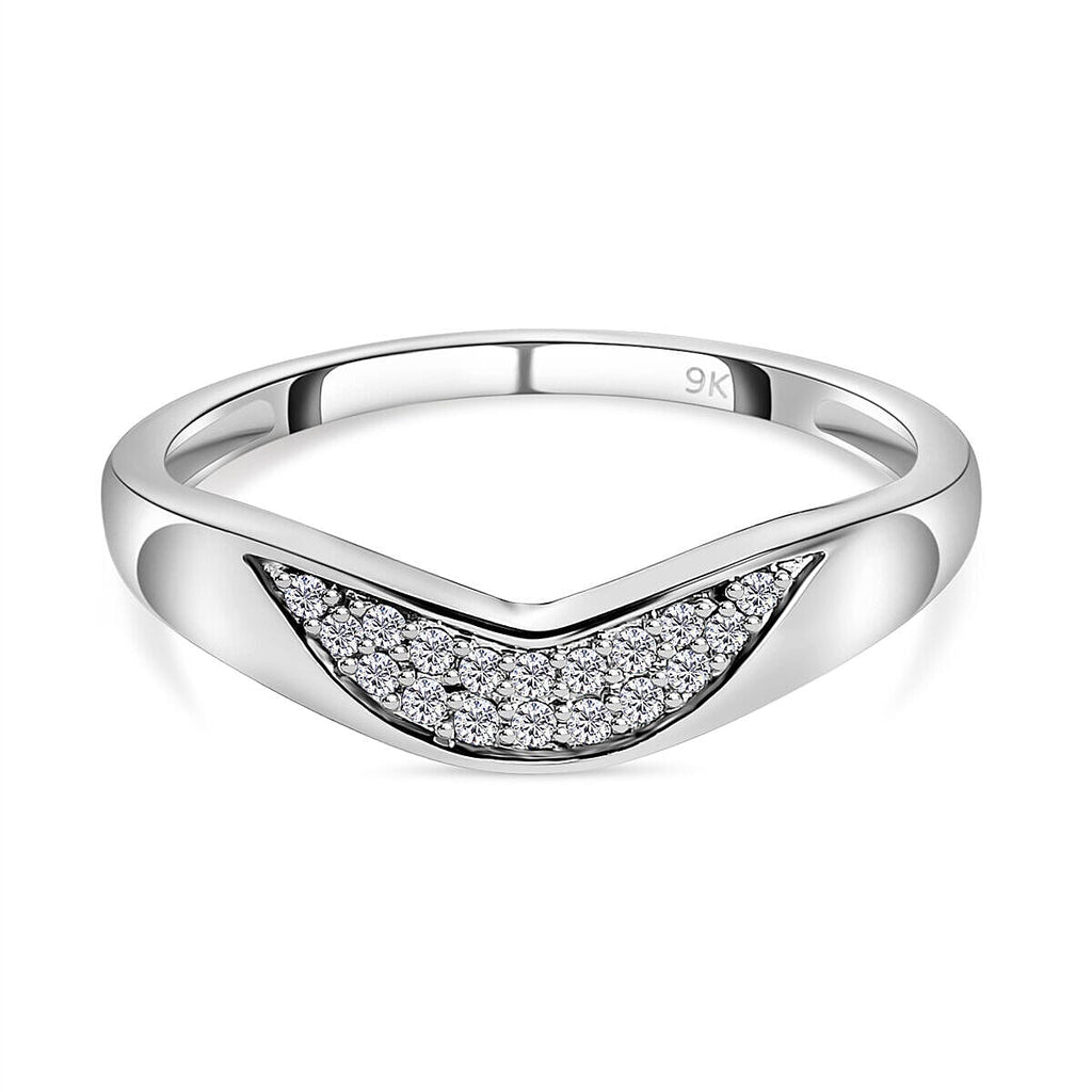 9K White Gold SGL Certified Diamond (G-H) Wishbone Ring 0.10 Ct