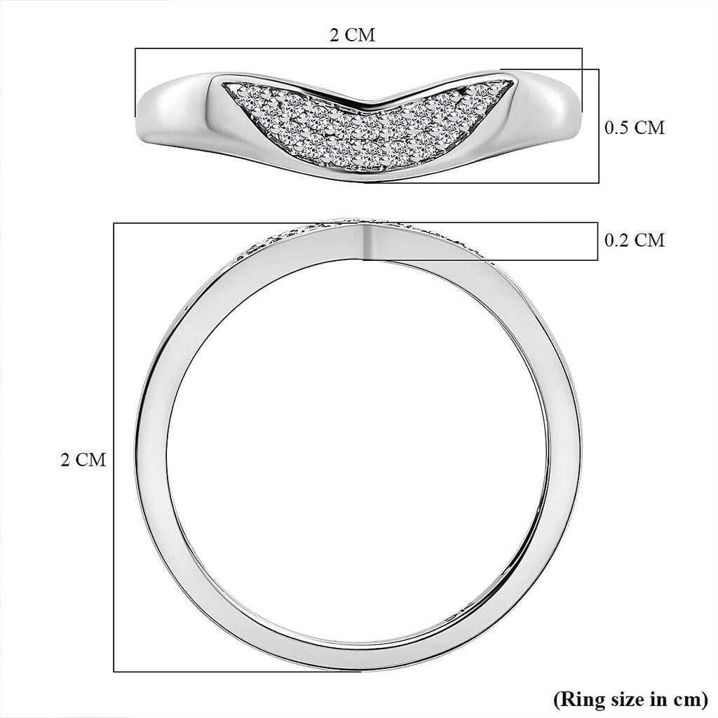 9K White Gold SGL Certified Diamond (G-H) Wishbone Ring 0.10 Ct