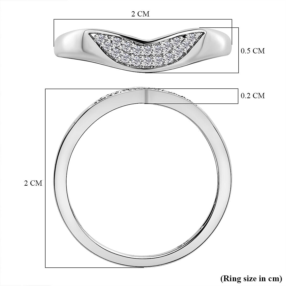0.10 Ct SGL Certified Diamond I3 GH Wishbone Stacking Ring in 9K White Gold 7371670 10