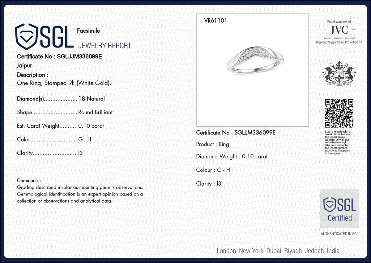 0.10 Ct SGL Certified Diamond I3 GH Wishbone Stacking Ring in 9K White Gold 7371670 12