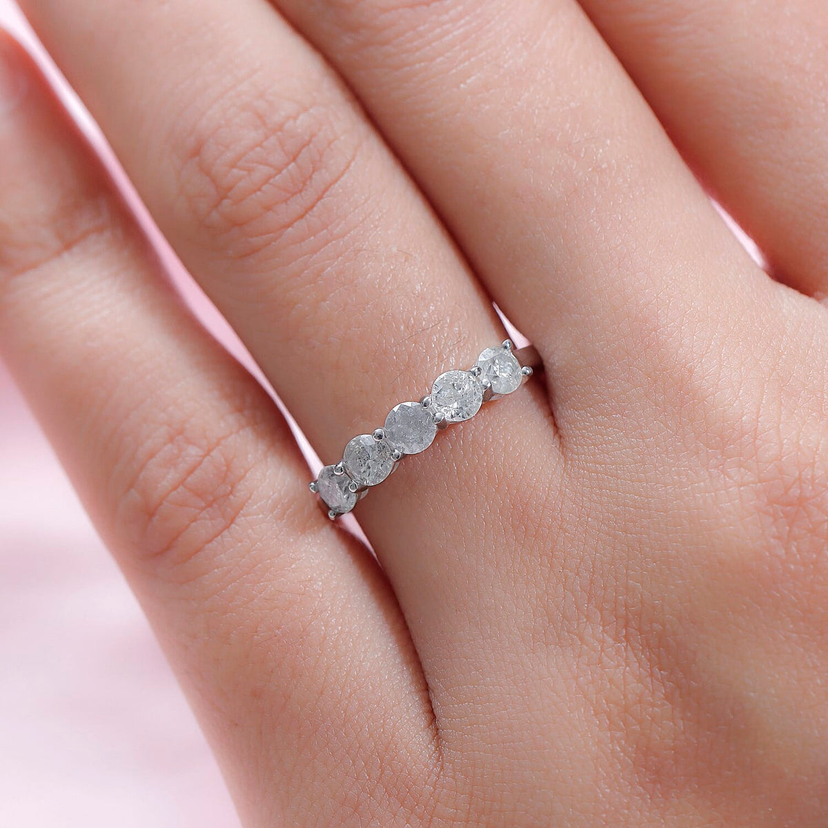 9K White Gold SGL Certified Diamond (G-H) 5 Stone Ring 1.00 Ct. 8730805 3