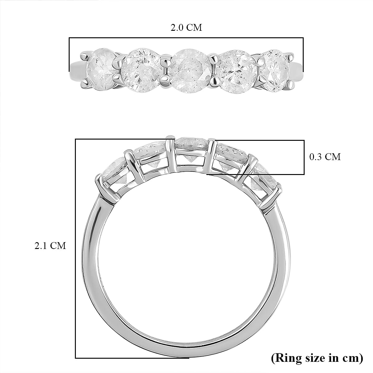 9K White Gold SGL Certified Diamond (G-H) 5 Stone Ring 1.00 Ct. 8730805 6
