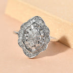 9K White SGL Certified Gold Diamond (G-H) Cluster Ring 0.53 Ct.