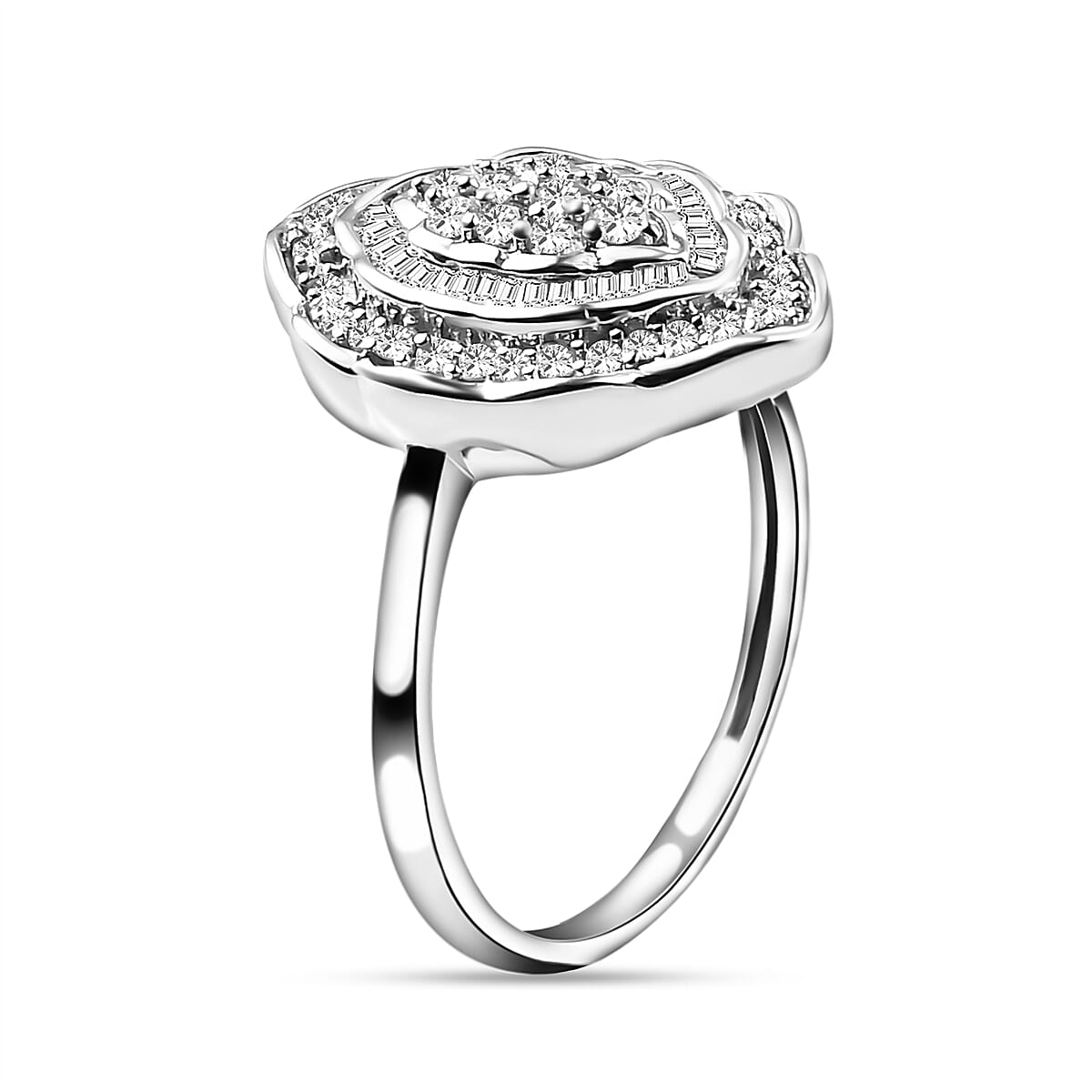 9K White Gold SGL Certified Diamond I3 GH Cluster Ring 0.53 Ct 7440341 4