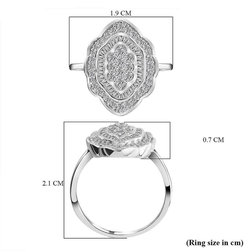9K White SGL Certified Gold Diamond (G-H) Cluster Ring 0.53 Ct.