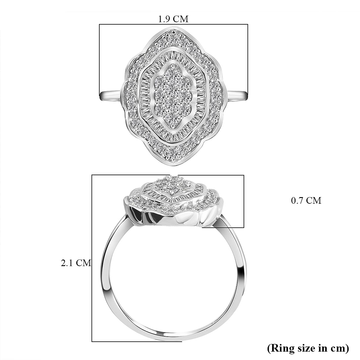 9K White Gold SGL Certified Diamond I3 GH Cluster Ring 0.53 Ct 7440341 6