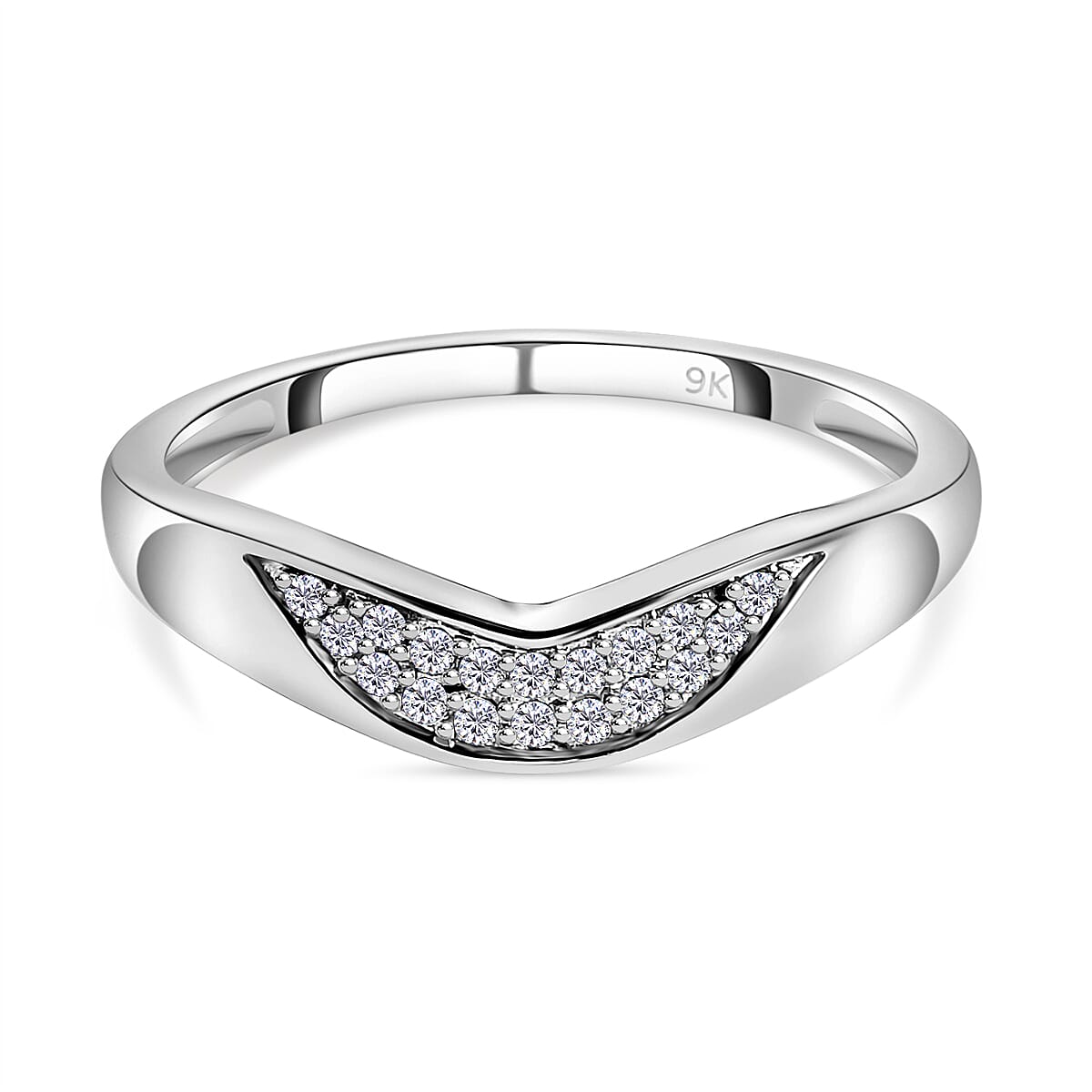 0.10 Ct SGL Certified Diamond I3 GH Wishbone Stacking Ring in 9K White Gold 7371670 1