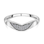 9K White Gold SGL Certified Diamond (G-H) Wishbone Ring 0.10 Ct