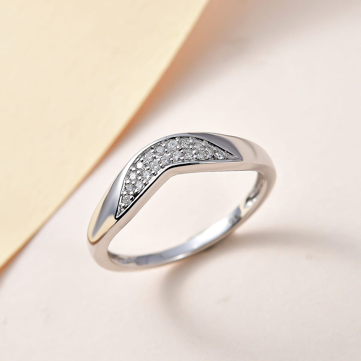 0.10 Ct SGL Certified Diamond I3 GH Wishbone Stacking Ring in 9K White Gold 7371670 3