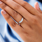 9K White Gold SGL Certified Diamond (G-H) Wishbone Ring 0.10 Ct