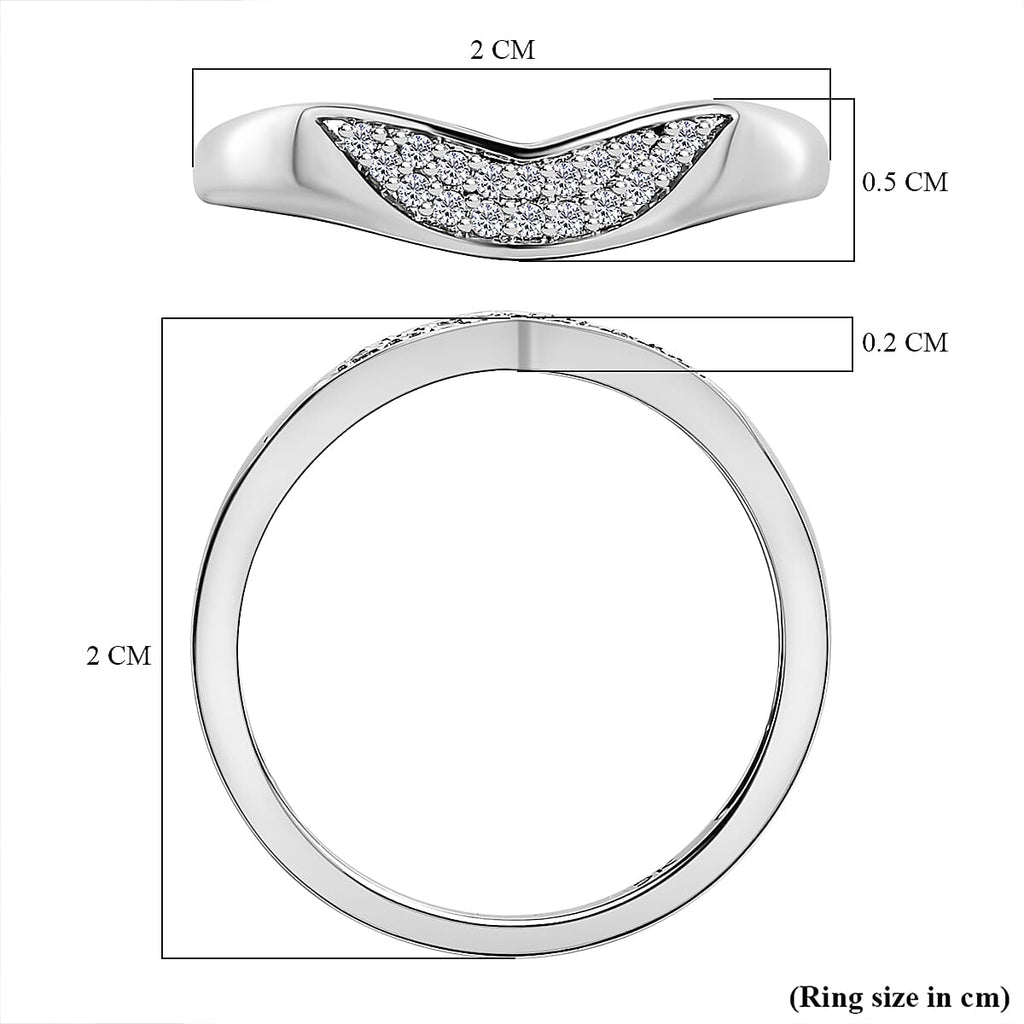 9K White Gold SGL Certified Diamond (G-H) Wishbone Ring 0.10 Ct