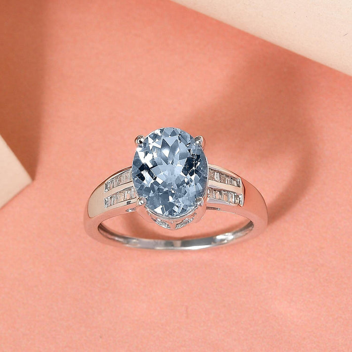 9K White Gold Santa Teresa Aquamarine and Diamond Ring 2.29 Ct. 7209540 2