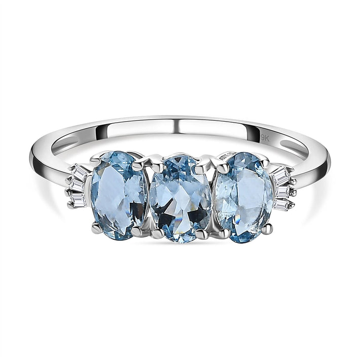 9K White Gold Santamaria Aquamarine and Diamond Ring 1.22 Ct. 7148723 1