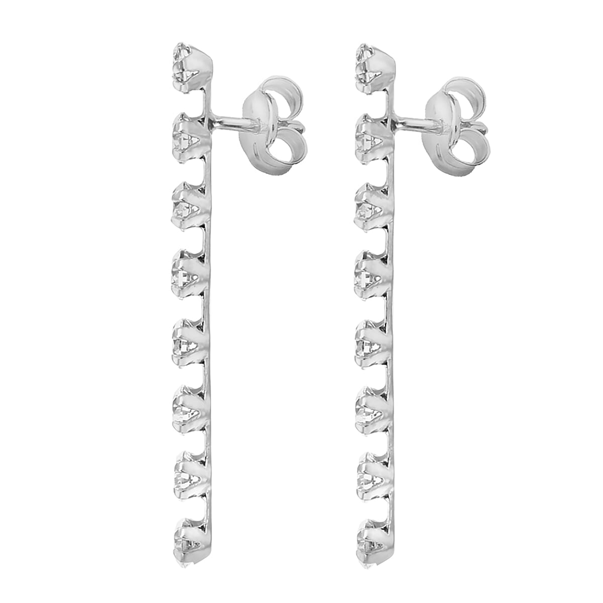 9K White Gold 8 Stone 3mm Round Cubic Zirconia 3mm x 31mm Drop Earrings 7078201 2