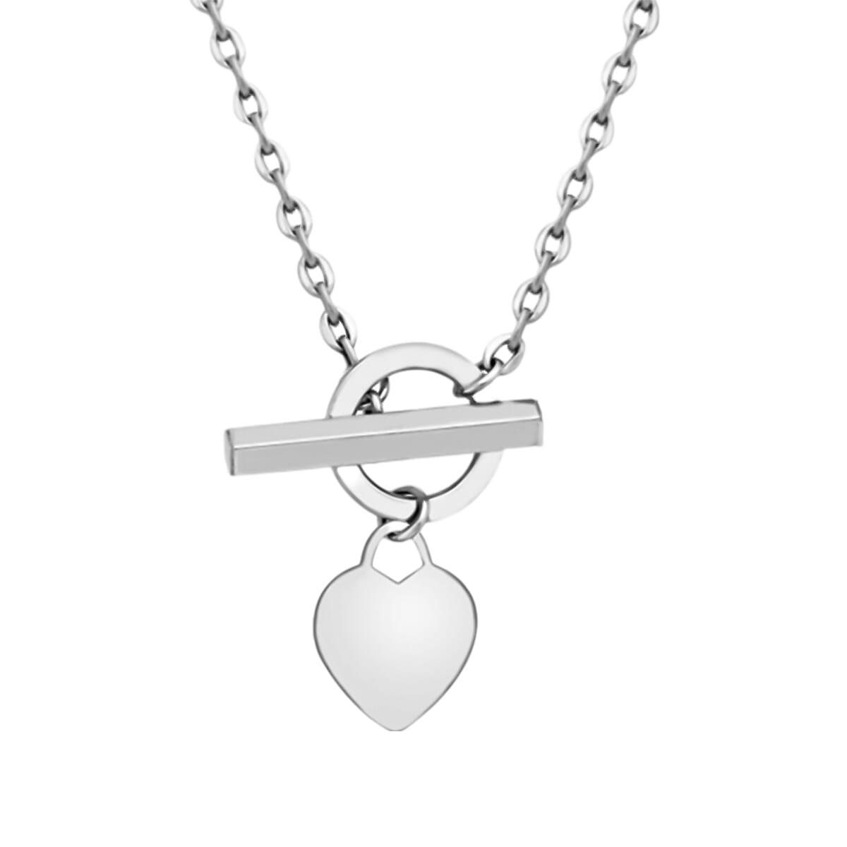 9K White Gold T-Bar Heart Necklace (Size - 18), Gold Wt. 5.5 Gms 7637593 0