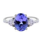 9K White Gold Tanzanite and Moissanite Ring 2.32 Ct.