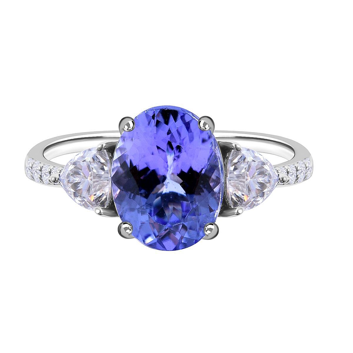 9K White Gold 2.32 Ct AA Tanzanite and Moissanite Classic Ring 7169270 6