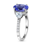 9K White Gold Tanzanite and Moissanite Ring 2.32 Ct.