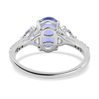 9K White Gold Tanzanite and Moissanite Ring 2.32 Ct.