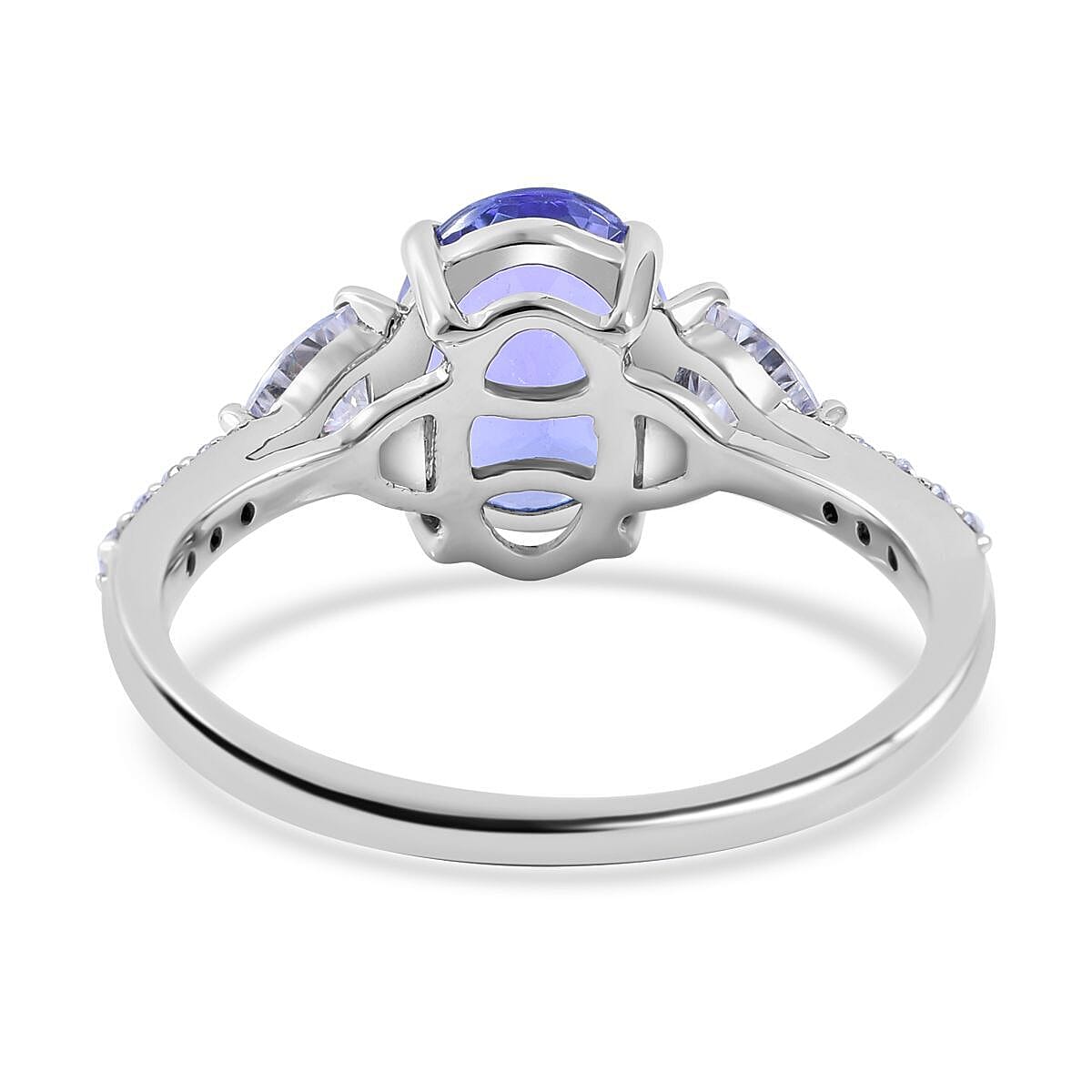 9K White Gold 2.32 Ct AA Tanzanite and Moissanite Classic Ring 7169270 10