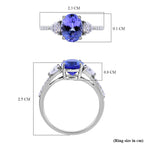 9K White Gold Tanzanite and Moissanite Ring 2.32 Ct.