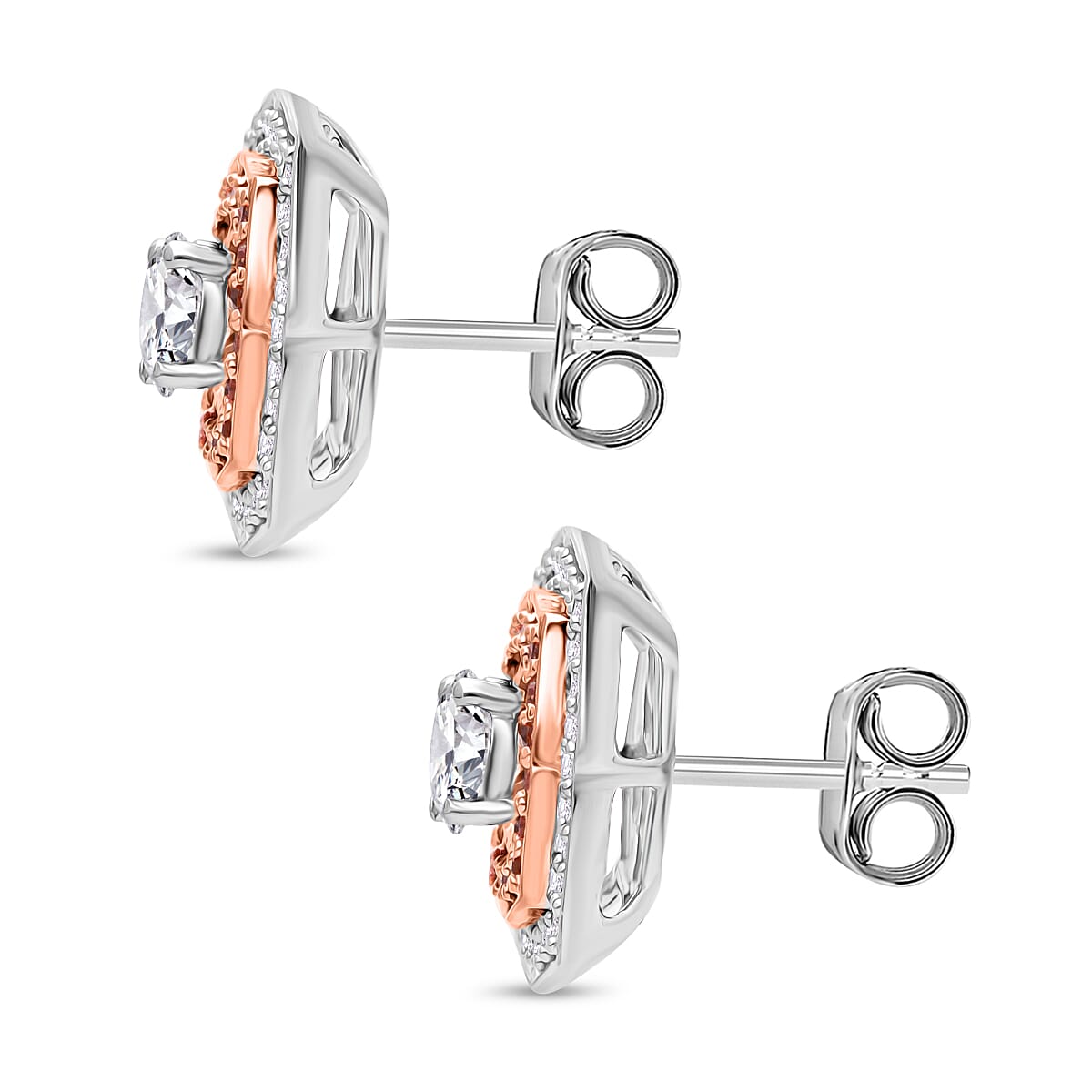 9K White Gold White Diamond &amp; Champagne Diamond I3 Earring with Push Back 1.11 Ct. 8170920 3