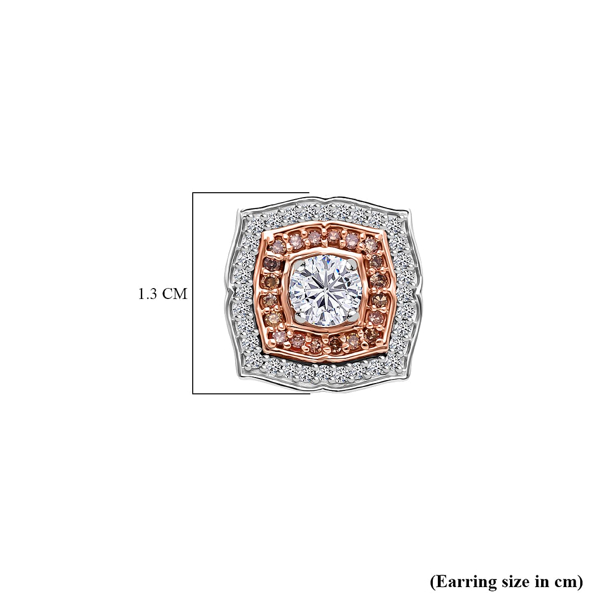 9K White Gold White Diamond &amp; Champagne Diamond I3 Earring with Push Back 1.11 Ct. 8170920 4