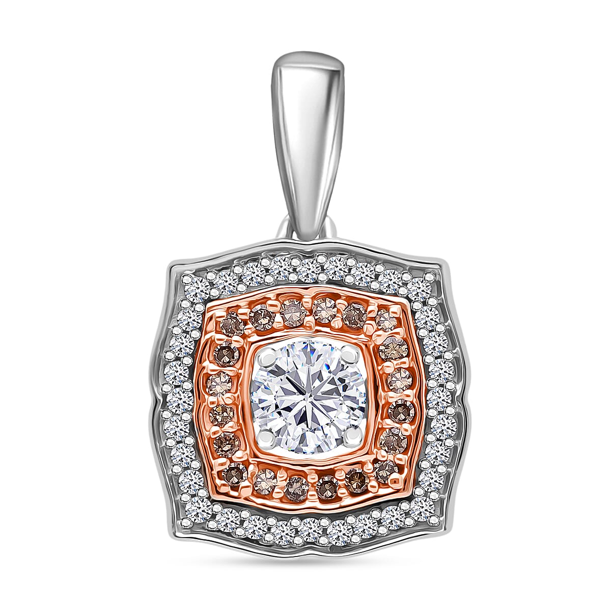 9K White Gold White Diamond &amp; Champagne Diamond I3 Pendant 8170918 0