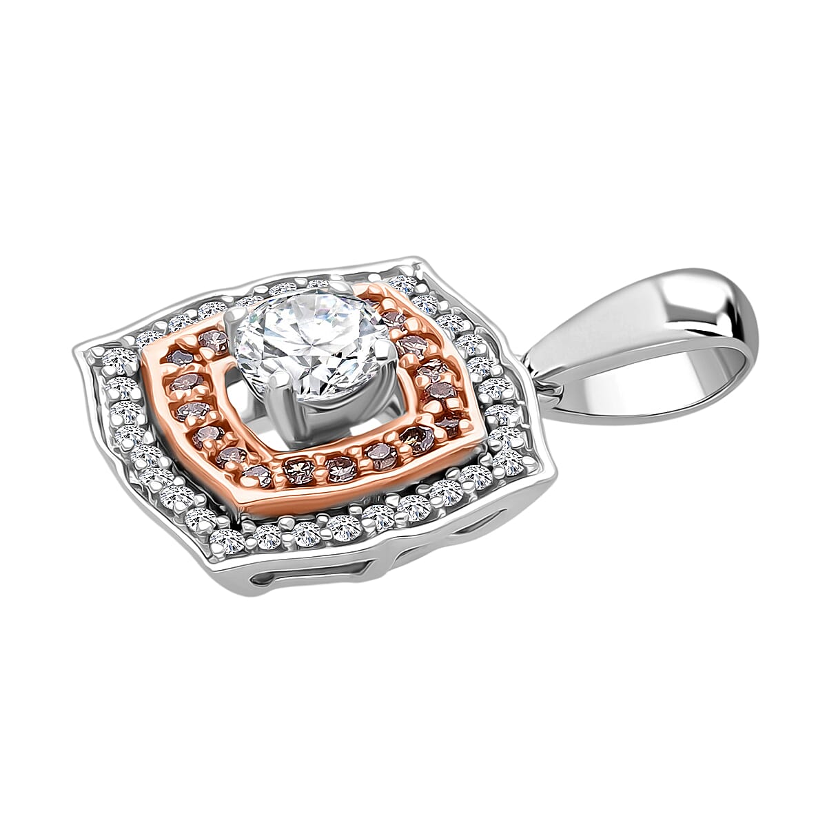 9K White Gold White Diamond &amp; Champagne Diamond I3 Pendant 8170918 3