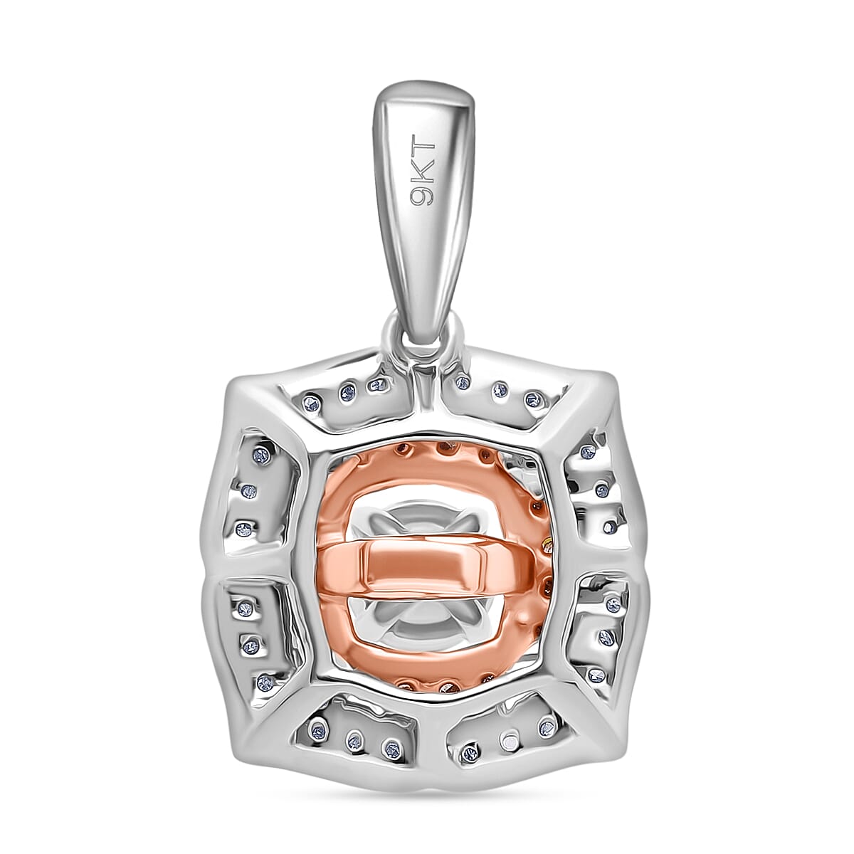 9K White Gold White Diamond &amp; Champagne Diamond I3 Pendant 8170918 4