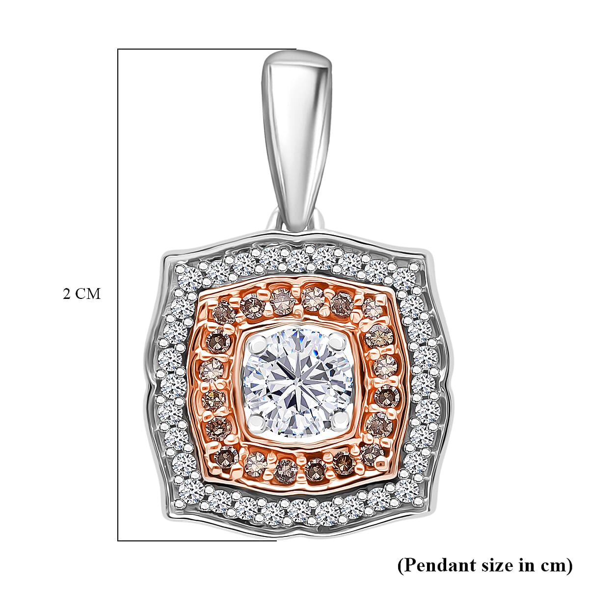 9K White Gold White Diamond &amp; Champagne Diamond I3 Pendant 8170918 5