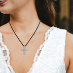 9K White Gold Diamond Cross Necklace (Size - 16) 0.05 Ct