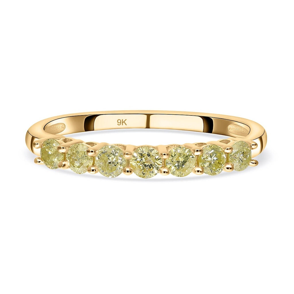 9K Yellow Gold Natural Yellow Diamond Half Eternity Ring 0.55 Ct.